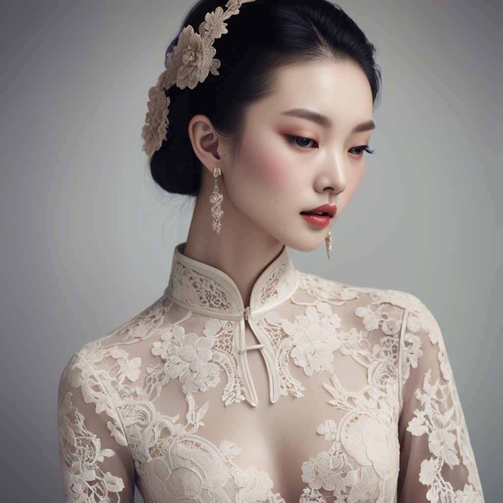 A stunning image of chinese glamour with delicate lace textures.