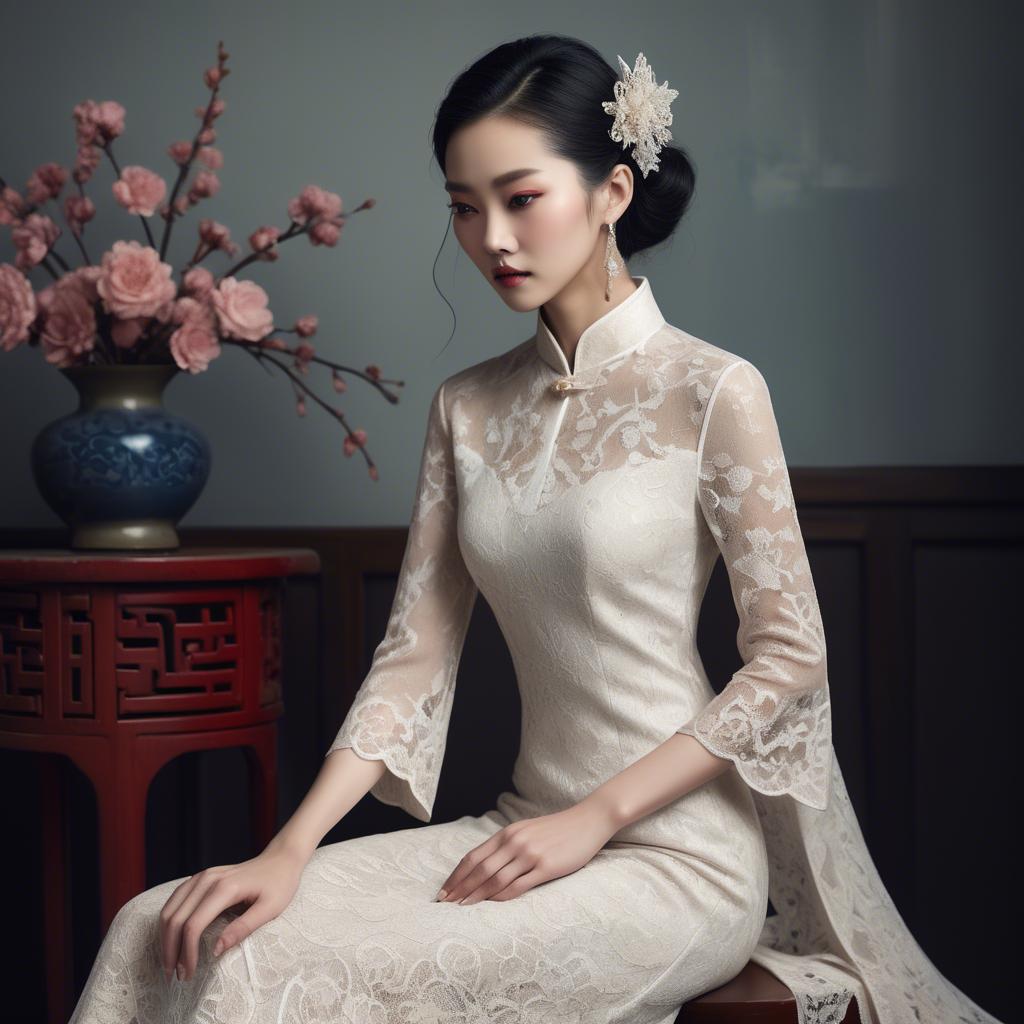 A stunning image of chinese glamour with delicate lace textures.