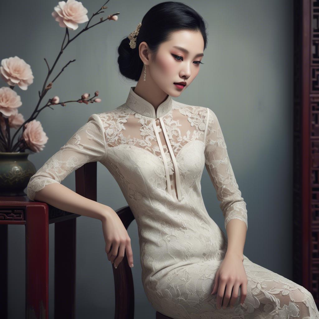 A stunning image of chinese glamour with delicate lace textures.