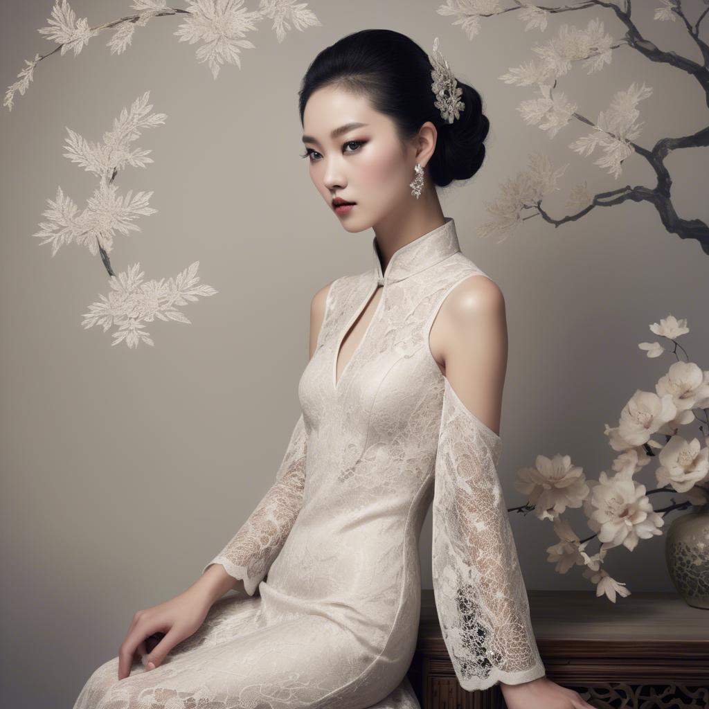A stunning image of chinese glamour with delicate lace textures.
