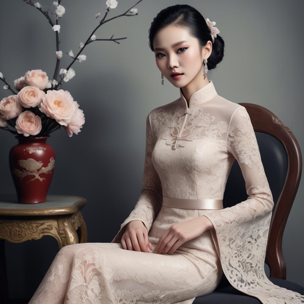 A stunning image of chinese glamour with delicate lace textures.