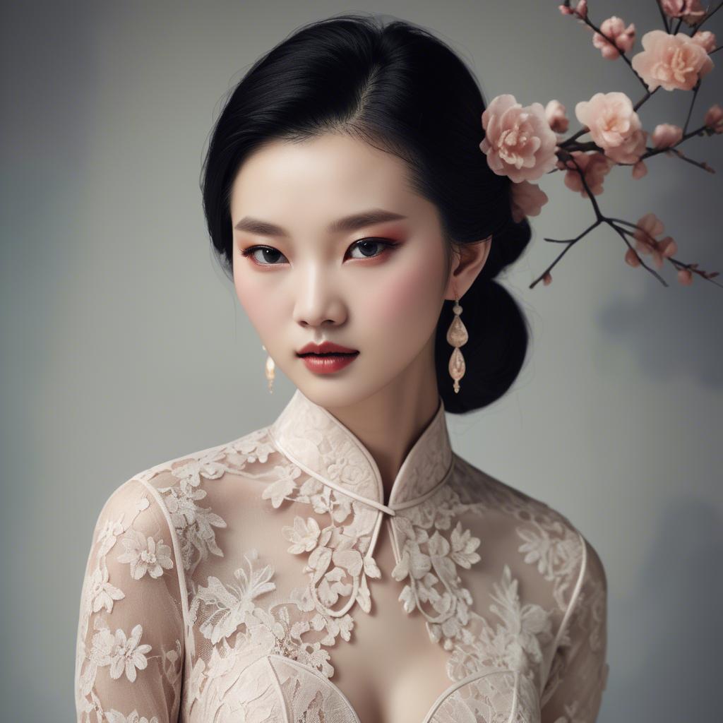 A stunning image of chinese glamour with delicate lace textures.