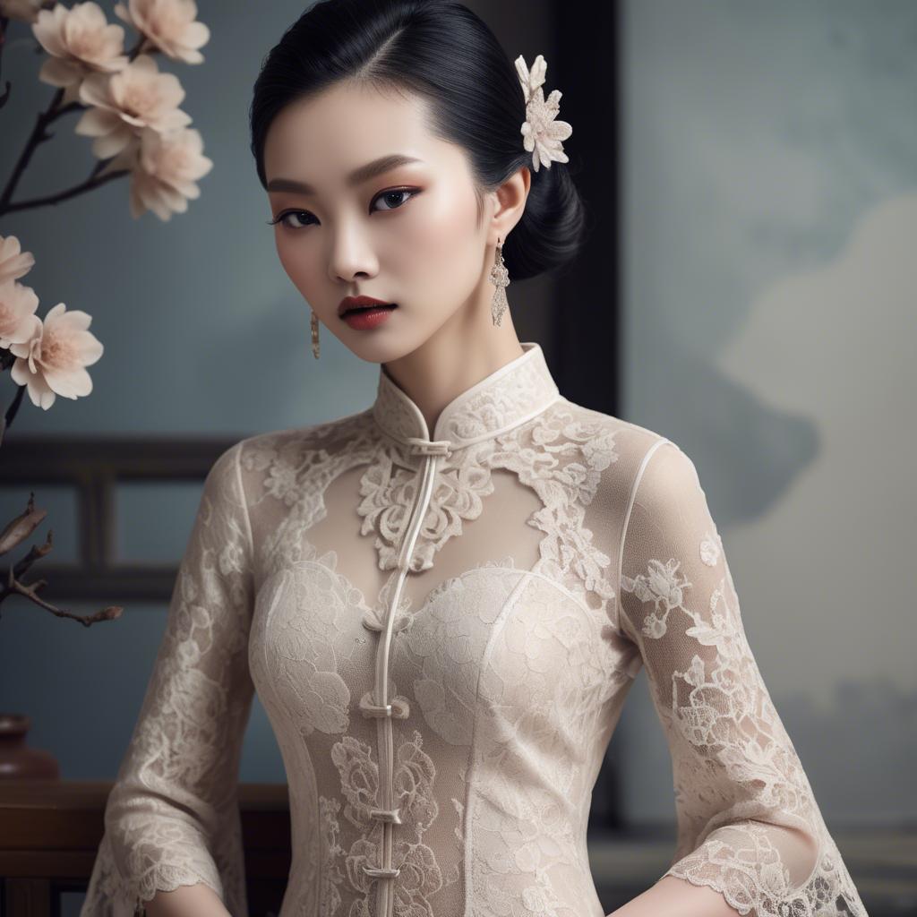 A stunning image of chinese glamour with delicate lace textures.