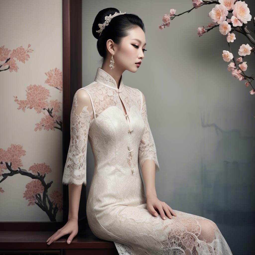 A stunning image of chinese glamour with delicate lace textures.