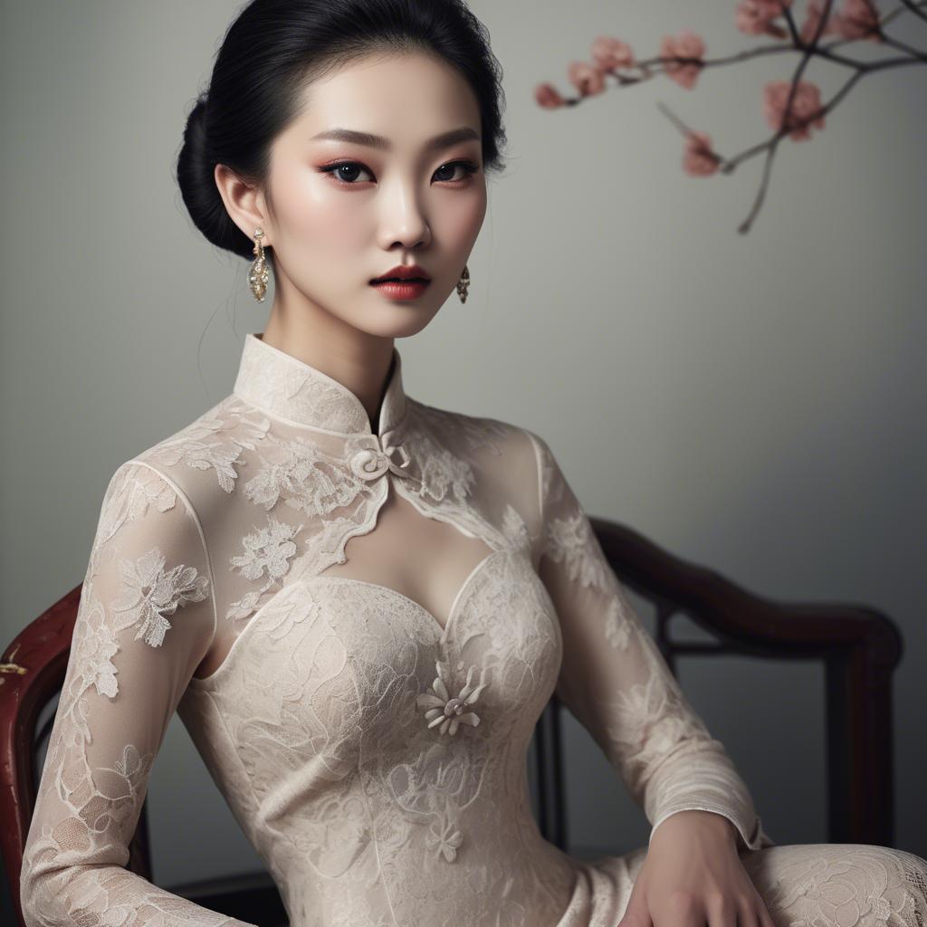 A stunning image of chinese glamour with delicate lace textures.
