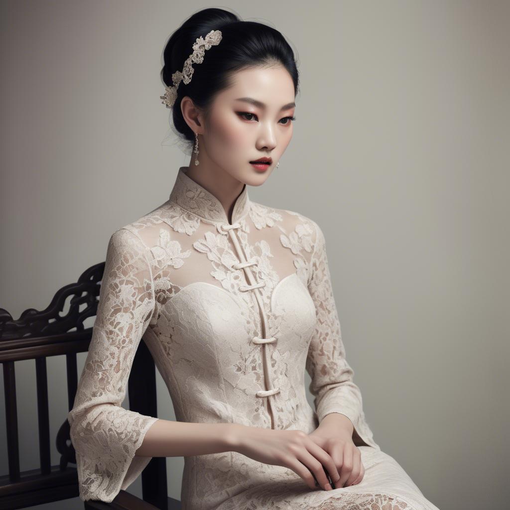 A stunning image of chinese glamour with delicate lace textures.