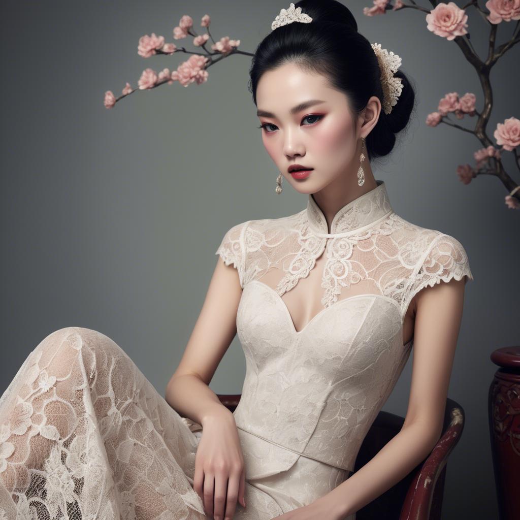A stunning image of chinese glamour with delicate lace textures.