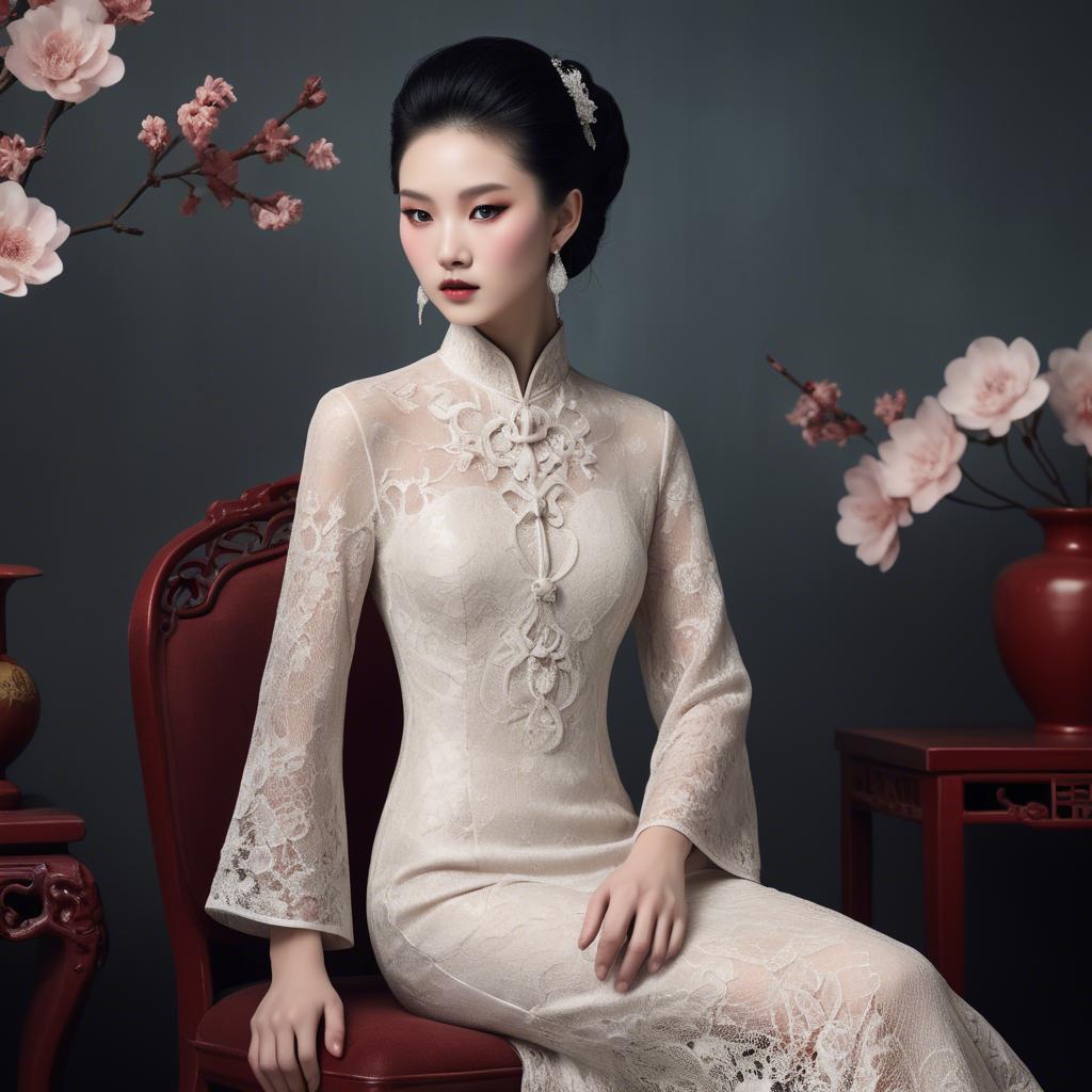A stunning image of chinese glamour with delicate lace textures.