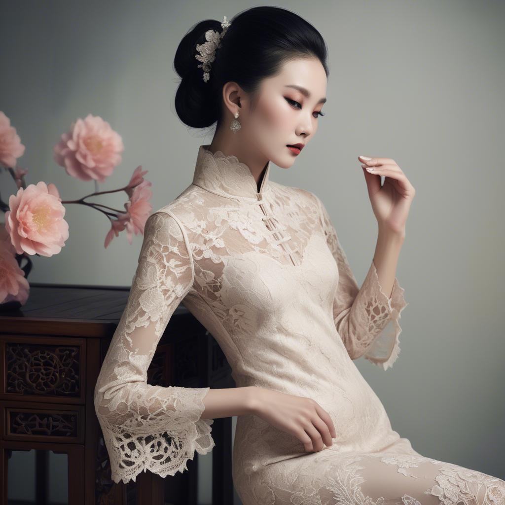 A stunning image of chinese glamour with delicate lace textures.