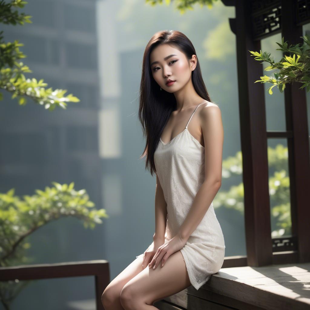 A stunning image of chinese model in natural lighting.