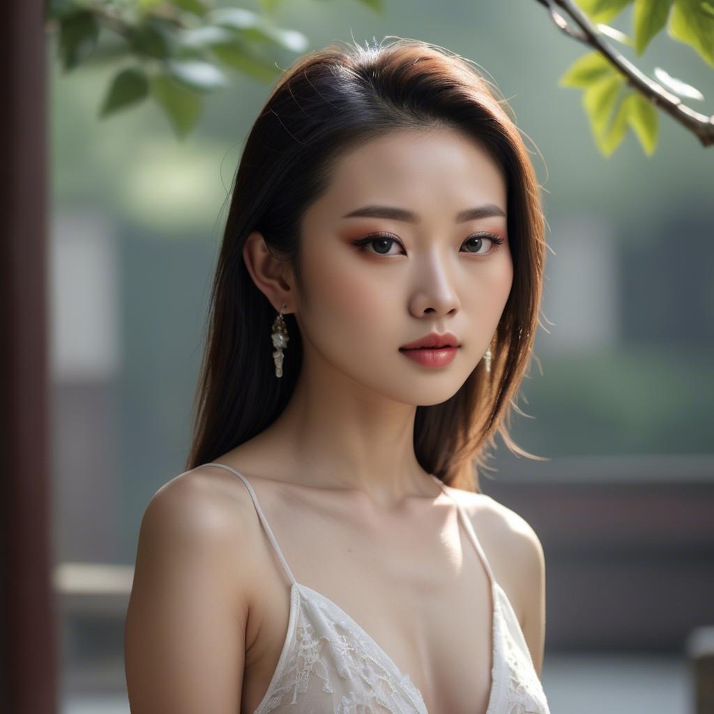 A stunning image of chinese model in natural lighting.