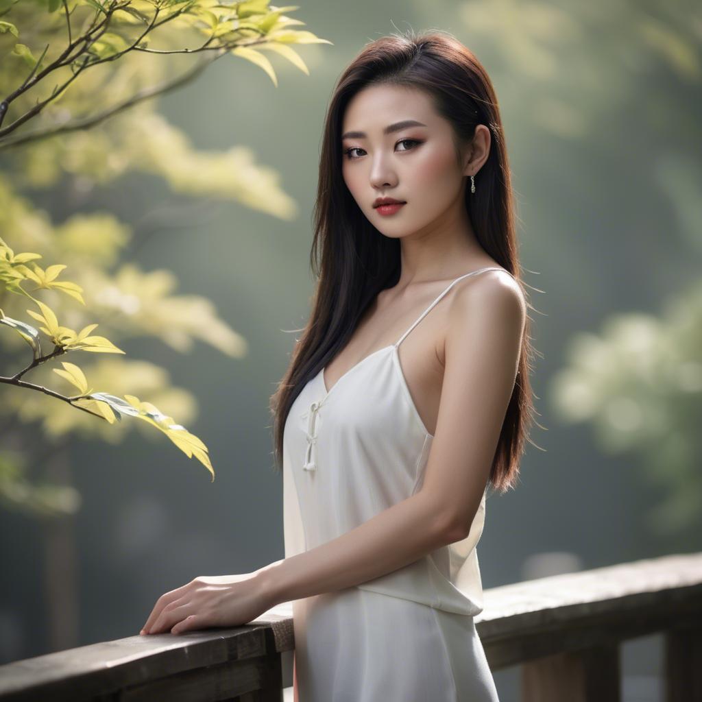 A stunning image of chinese model in natural lighting.