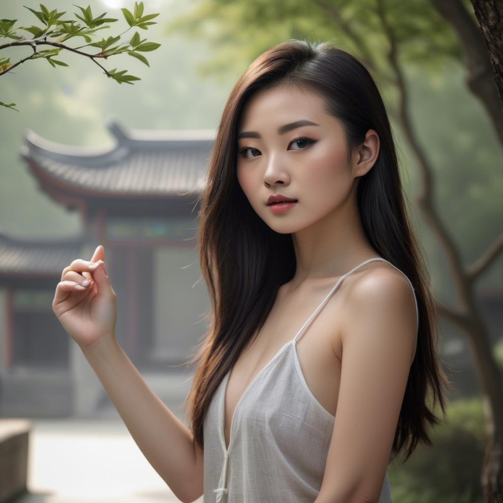 A stunning image of chinese model in natural lighting.
