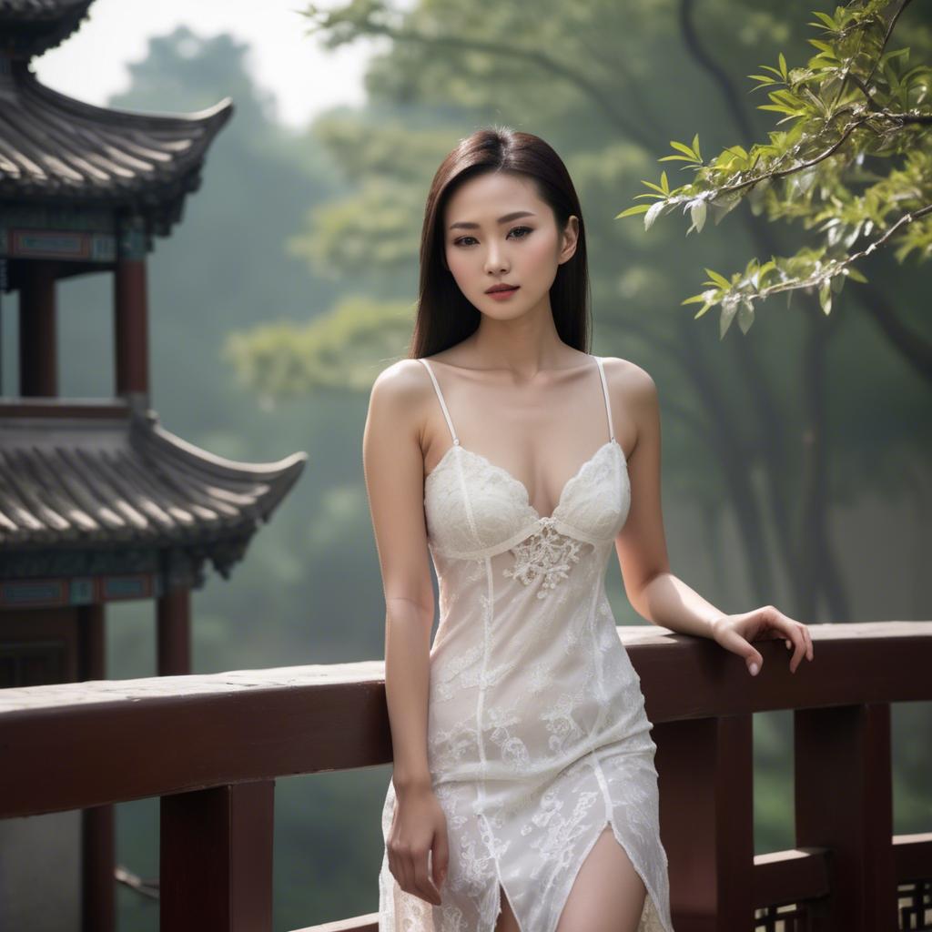 A stunning image of chinese model in natural lighting.
