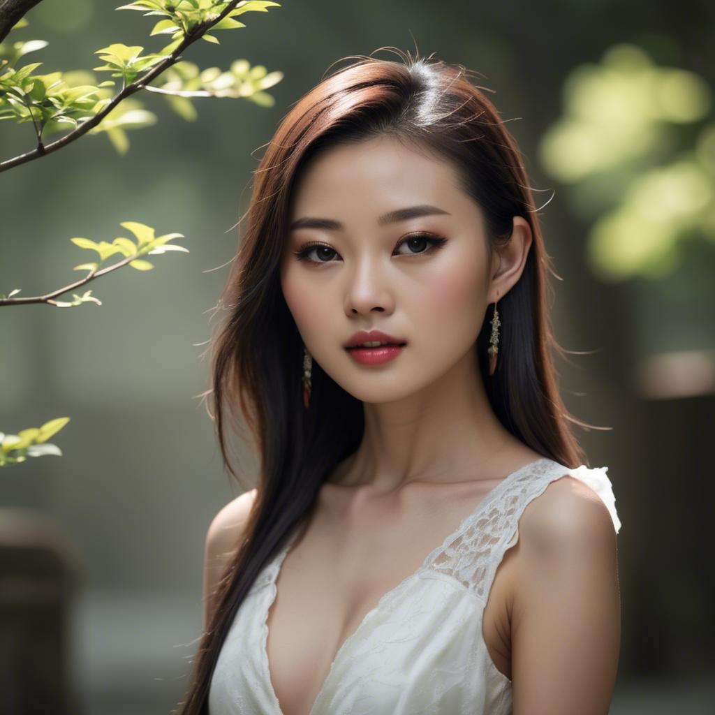 A stunning image of chinese model in natural lighting.