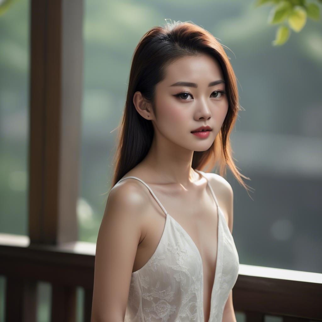 A stunning image of chinese model in natural lighting.