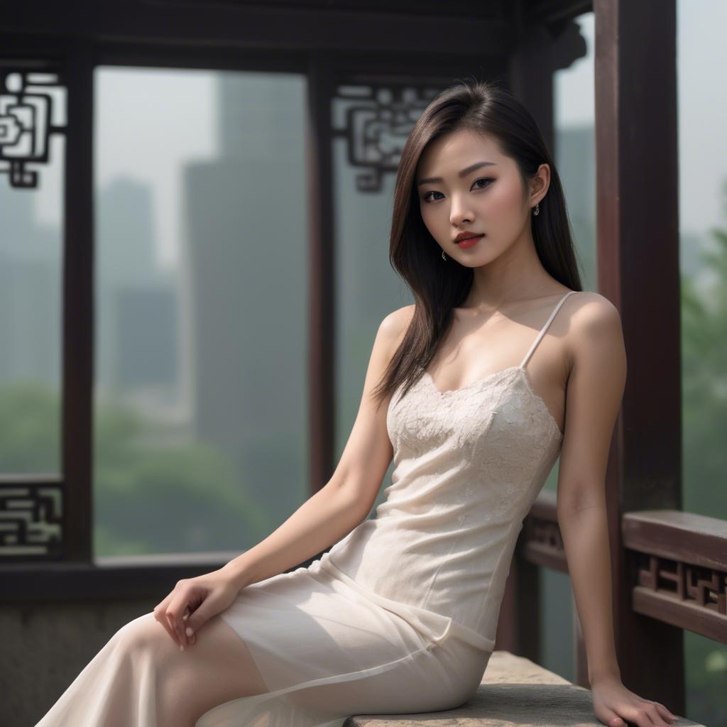 A stunning image of chinese model in natural lighting.