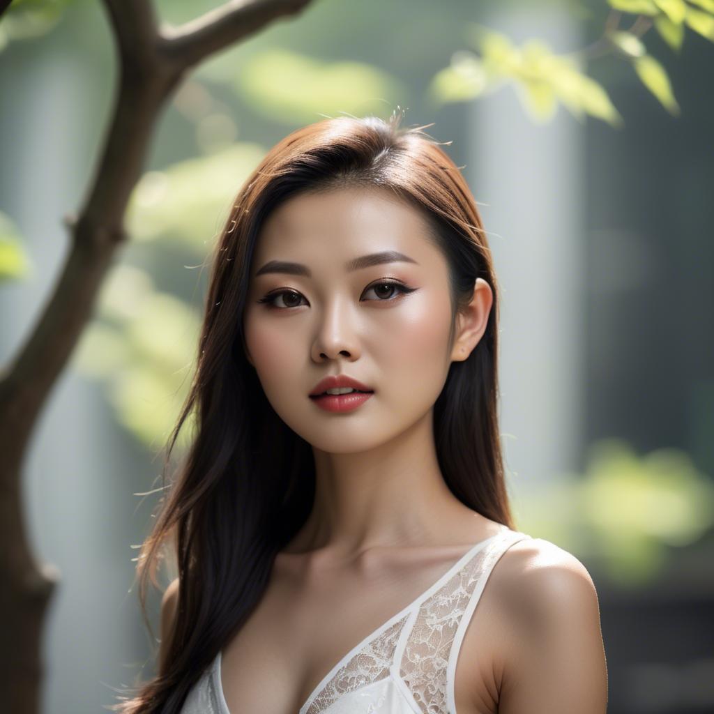 A stunning image of chinese model in natural lighting.