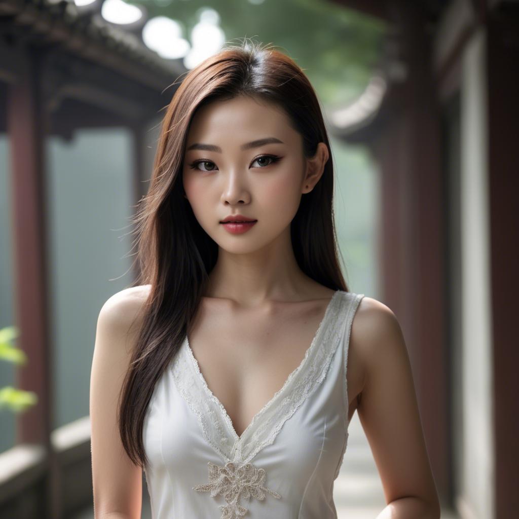 A stunning image of chinese model in natural lighting.