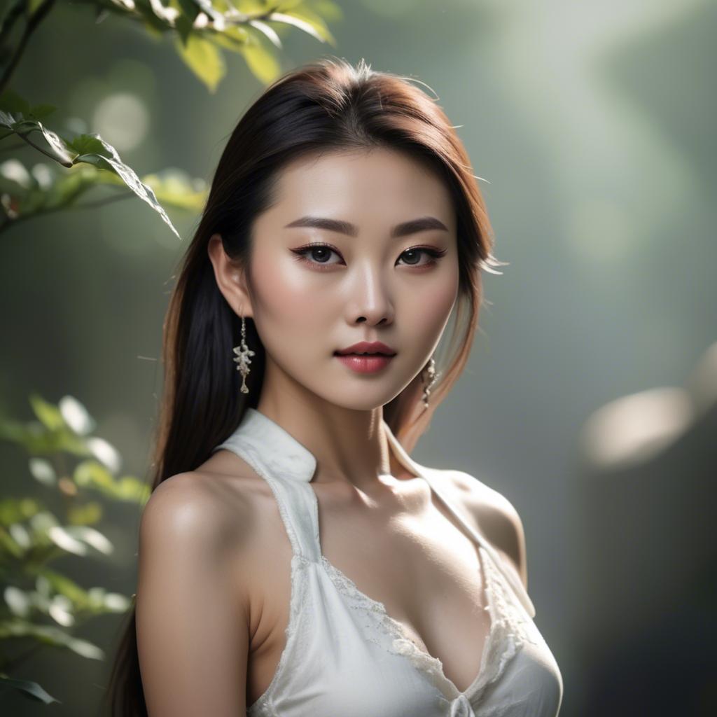 A stunning image of chinese model in natural lighting.
