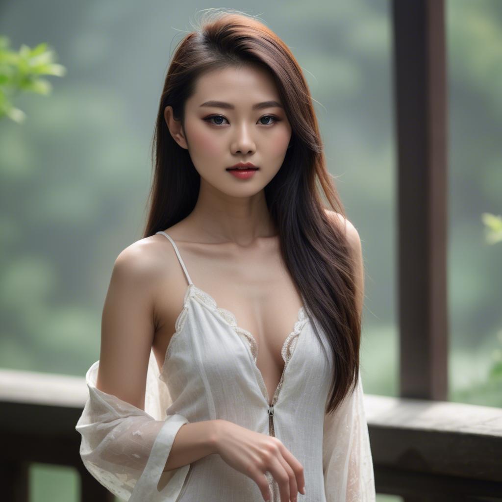 A stunning image of chinese model in natural lighting.