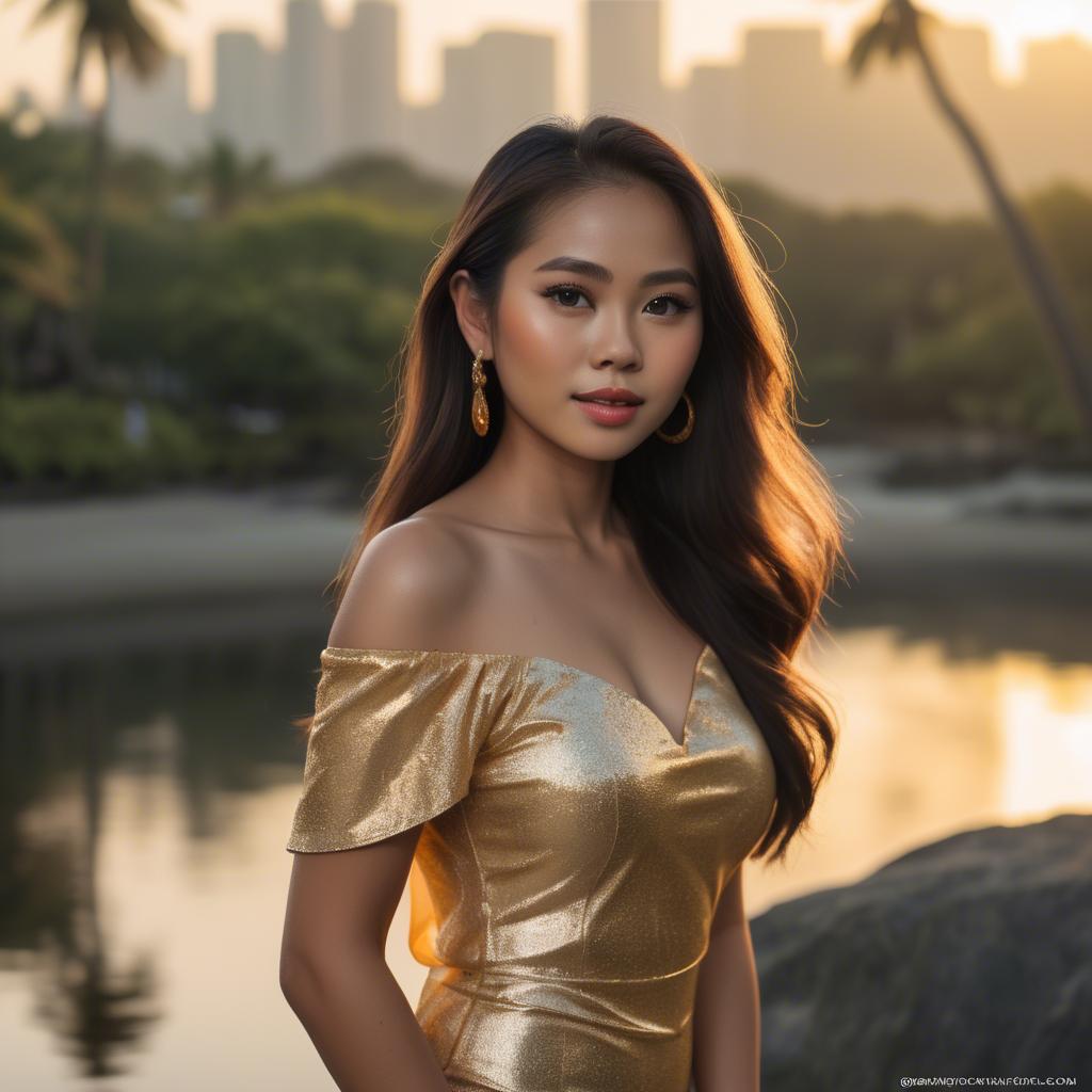 A stunning image of filipina beauty in golden hour.