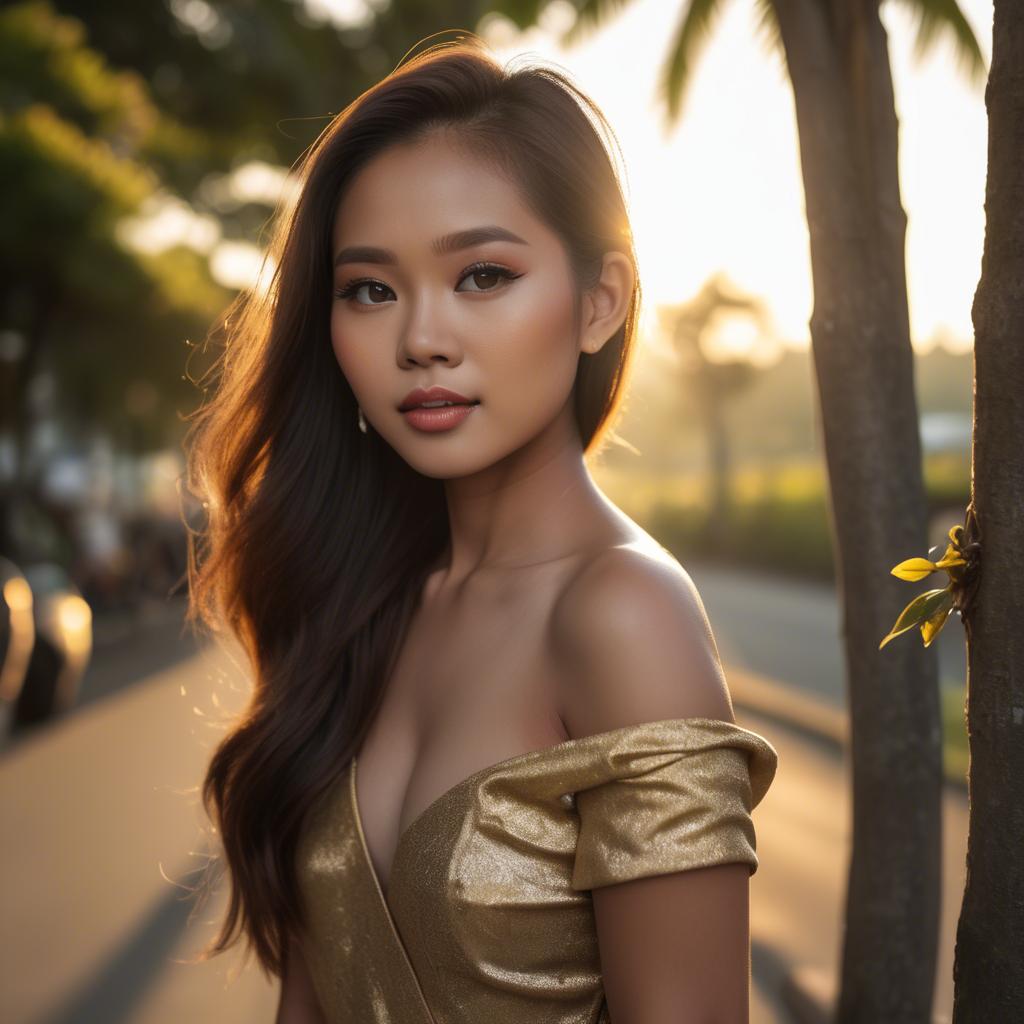 A stunning image of filipina beauty in golden hour.