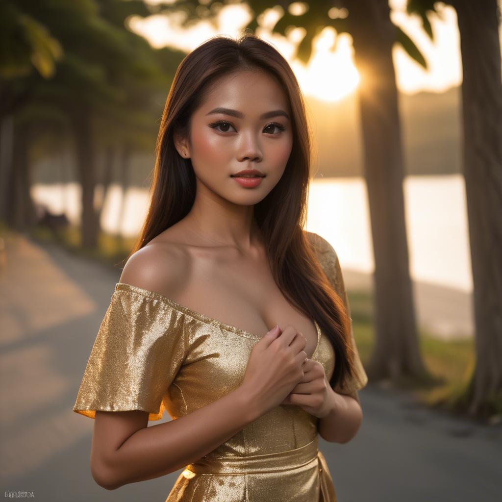A stunning image of filipina beauty in golden hour.
