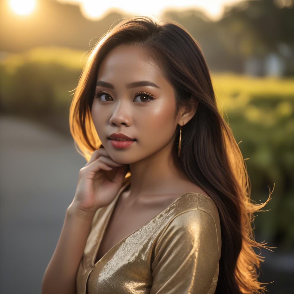 A stunning image of filipina beauty in golden hour.
