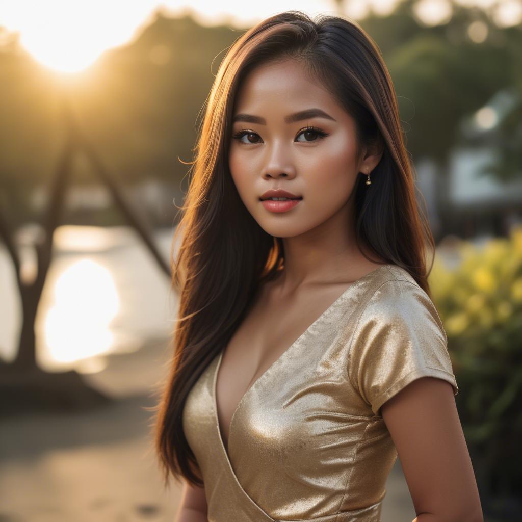 A stunning image of filipina beauty in golden hour.