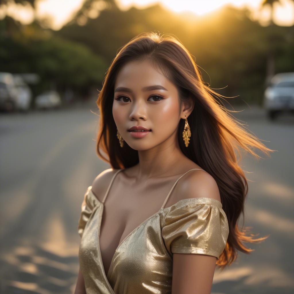 A stunning image of filipina beauty in golden hour.