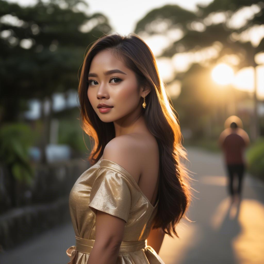 A stunning image of filipina beauty in golden hour.