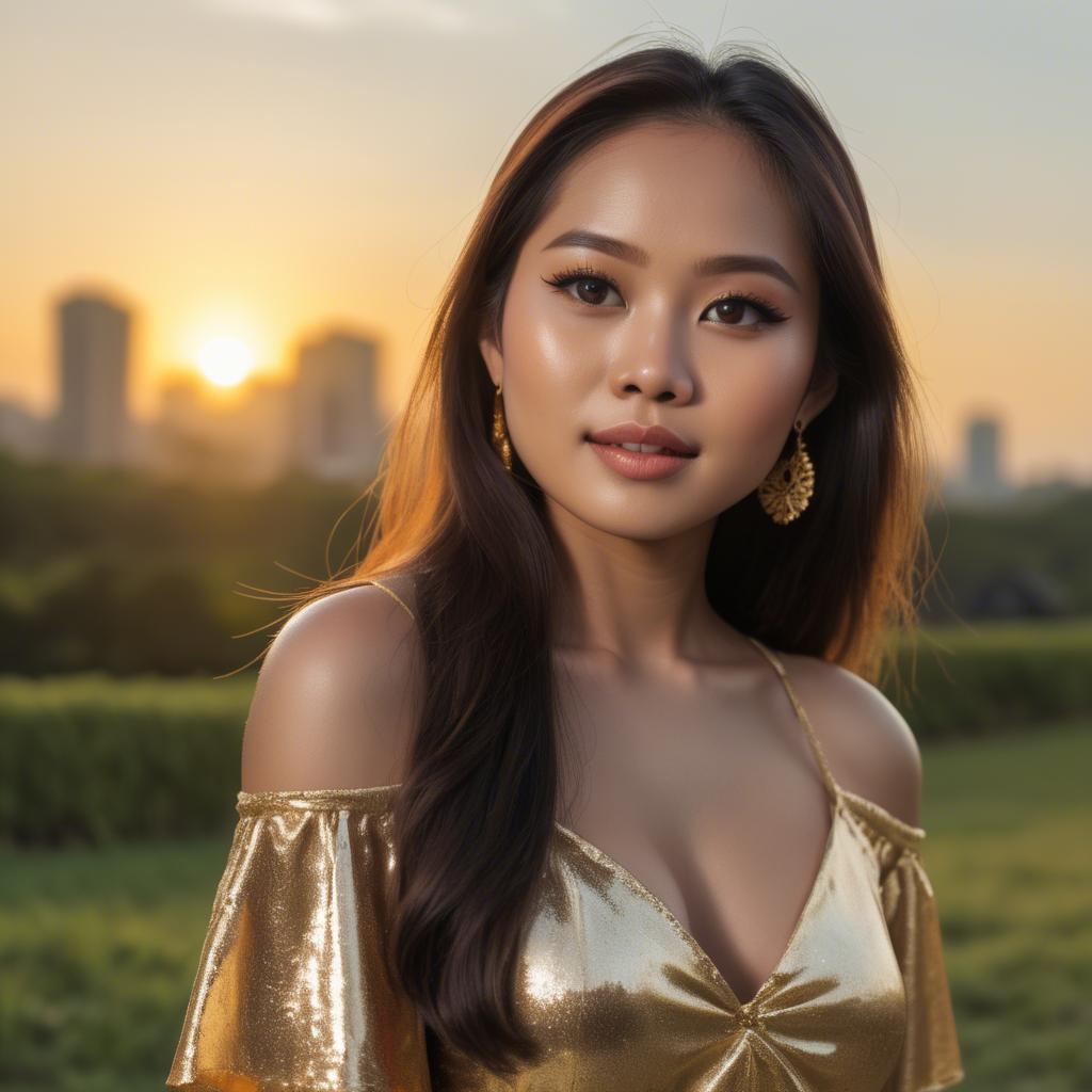 A stunning image of filipina beauty in golden hour.