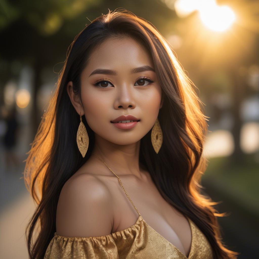 A stunning image of filipina beauty in golden hour.
