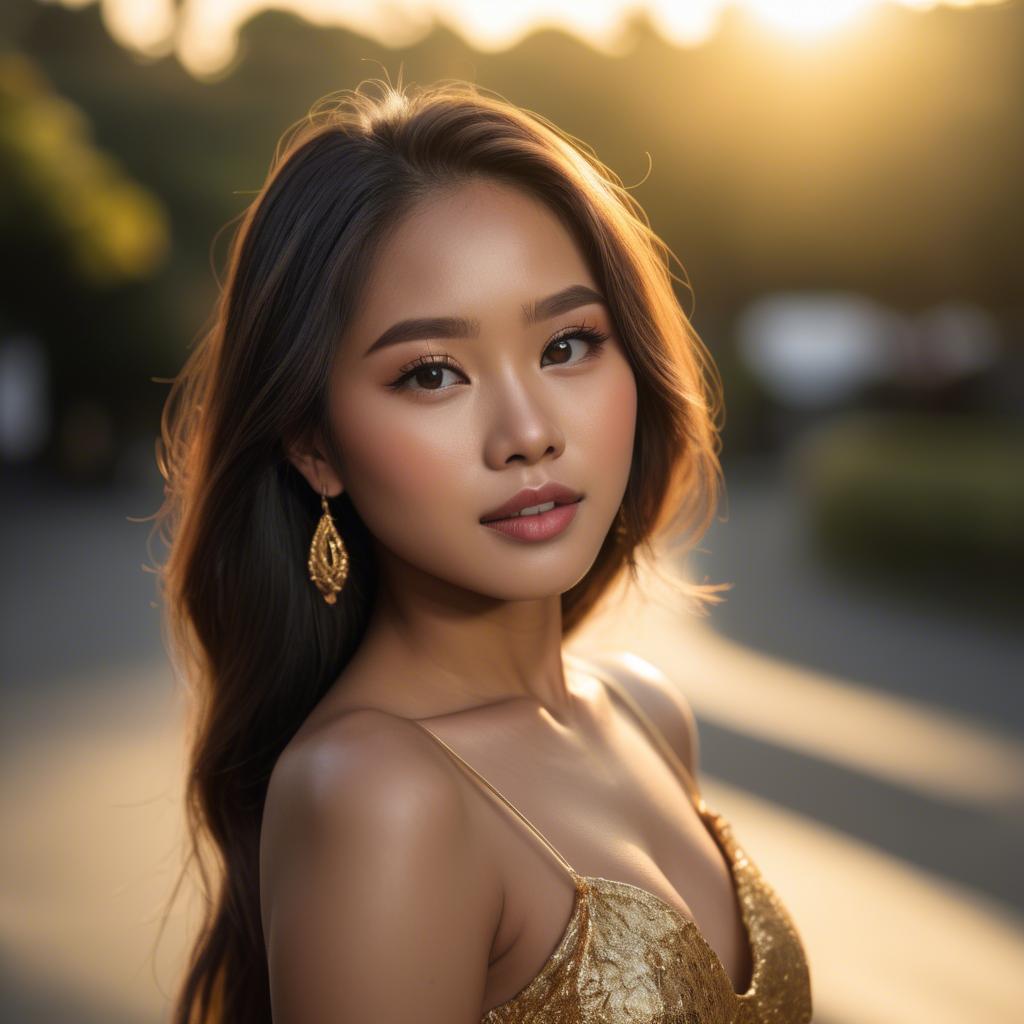 A stunning image of filipina beauty in golden hour.
