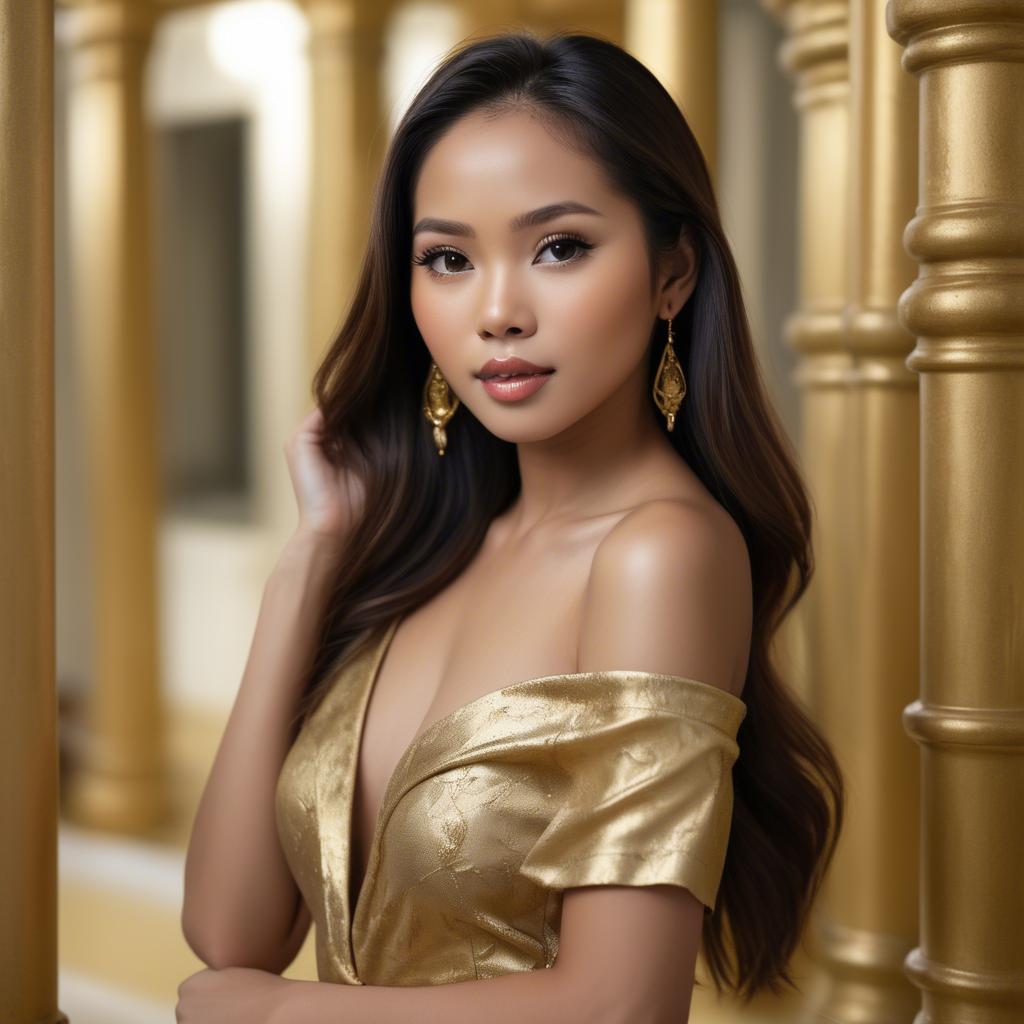 A stunning image of filipina beauty in golden soft surroundings.