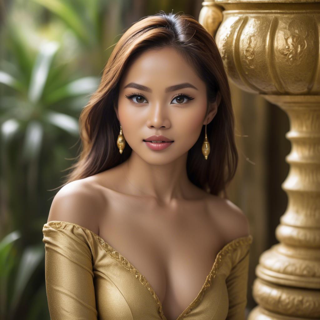 A stunning image of filipina beauty in golden soft surroundings.