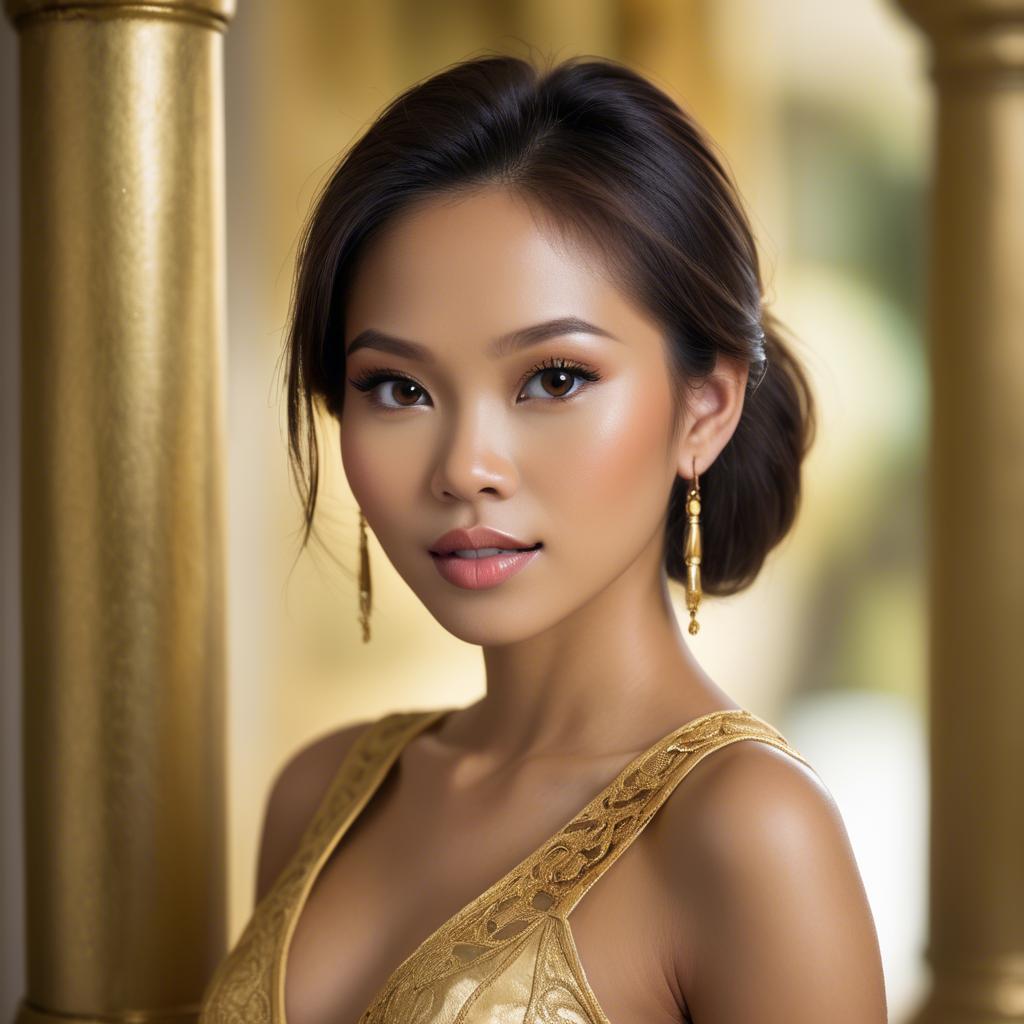 A stunning image of filipina beauty in golden soft surroundings.