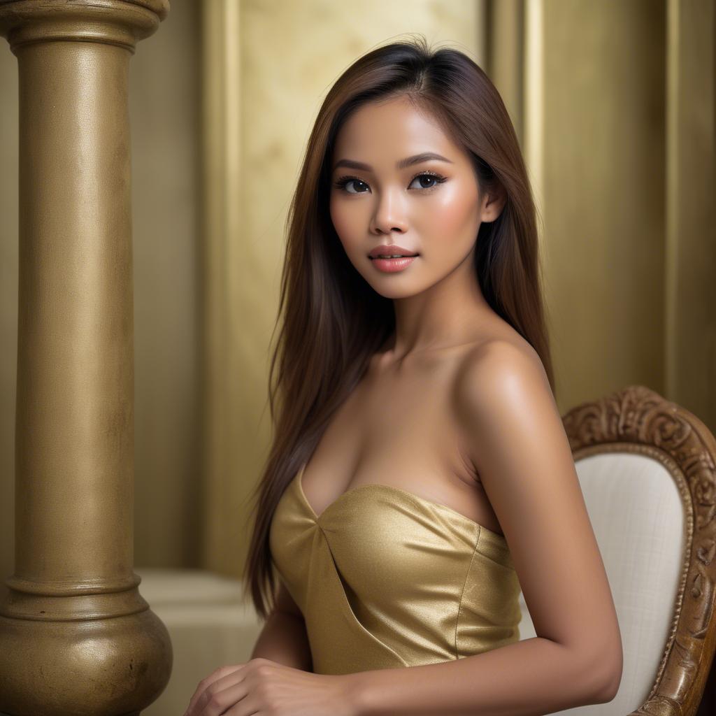 A stunning image of filipina beauty in golden soft surroundings.