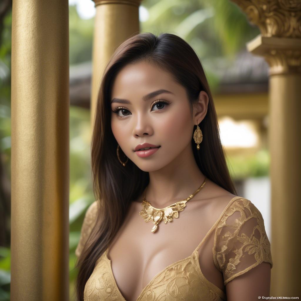 A stunning image of filipina beauty in golden soft surroundings.
