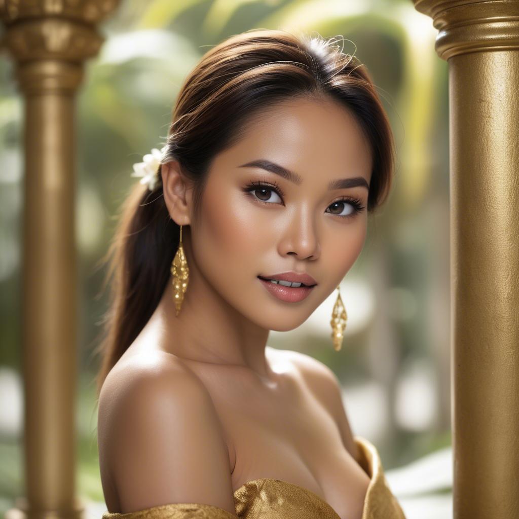 A stunning image of filipina beauty in golden soft surroundings.
