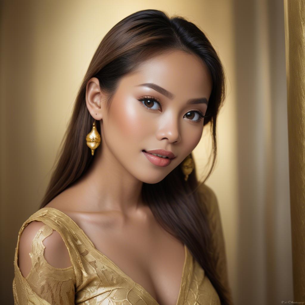 A stunning image of filipina beauty in golden soft surroundings.