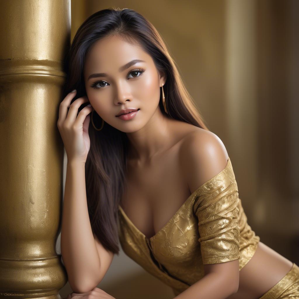 A stunning image of filipina beauty in golden soft surroundings.