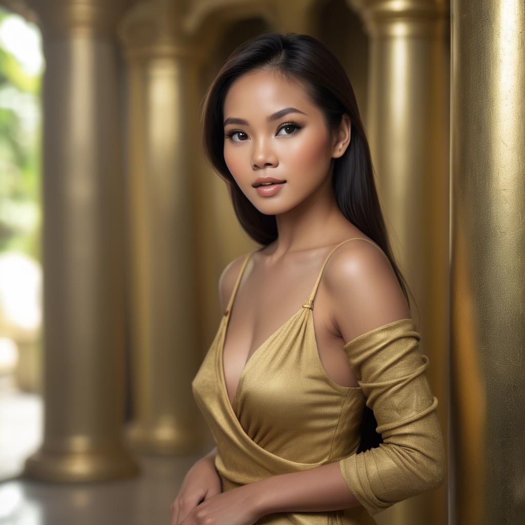 A stunning image of filipina beauty in golden soft surroundings.