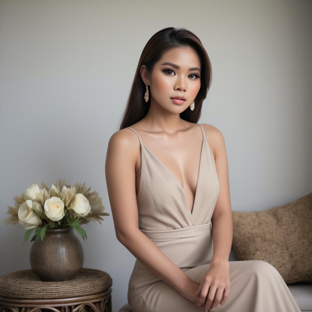 A stunning image of filipina glamour in soft natural tones.