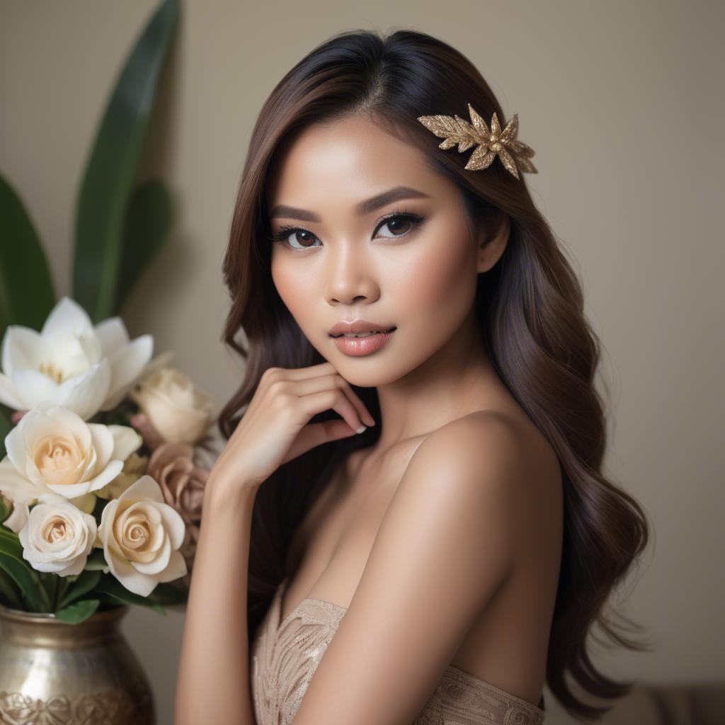A stunning image of filipina glamour in soft natural tones.