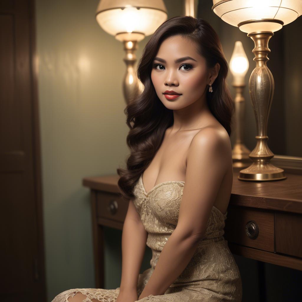 A stunning image of filipina glamour in vintage lighting.