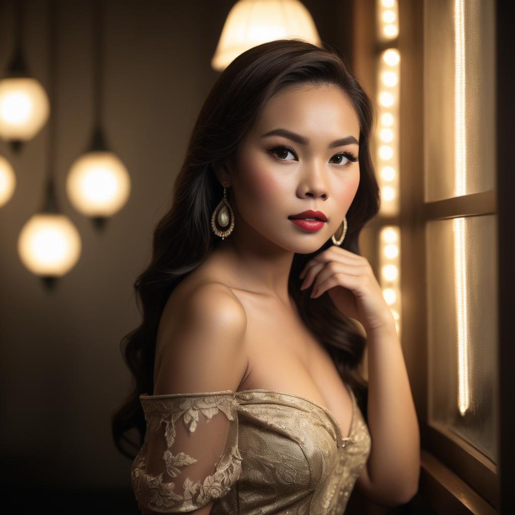 A stunning image of filipina glamour in vintage lighting.