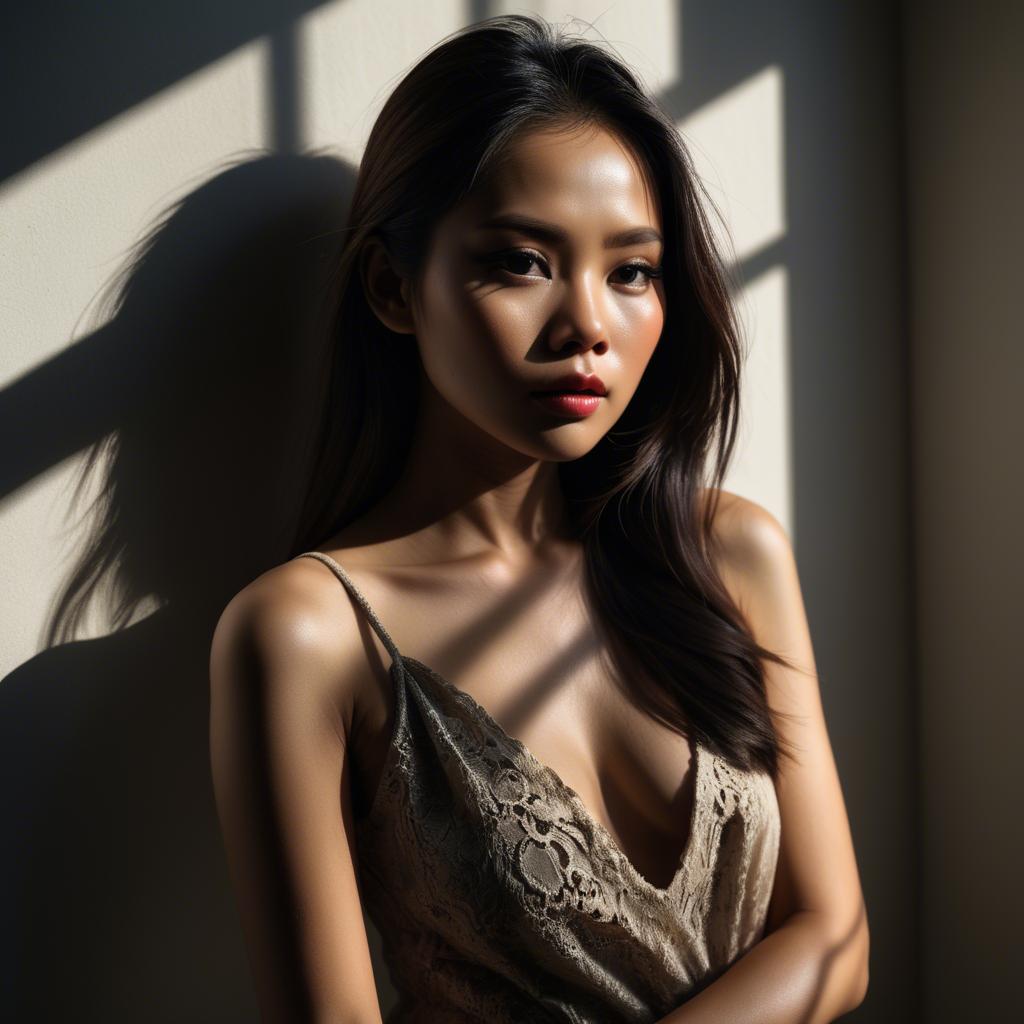 A stunning image of filipina model in dramatic shadows.