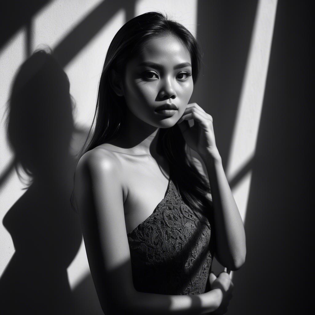 A stunning image of filipina model in dramatic shadows.